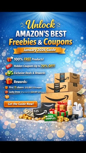 🚨 Want FREE stuff on Amazon in January 2026? 🚨 Yes—FREE! 🎁🤯 Amazon is dropping new freebies, coupons & hidden promo hacks this month, and you can grab them before everyone else! 👇 ✨ What you’ll find inside: ✔️ 100% FREE products (no catch!) ✔️ Hidden coupon codes up to 70% OFF ✔️ Try-before-you-buy deals ✔️ Exclusive Amazon samples & cashback tricks ✔️ Free gift cards, rewards & promo credit 💡 Perfect for shoppers, deal hunters, content creators & resellers who flip products for profit. 👉