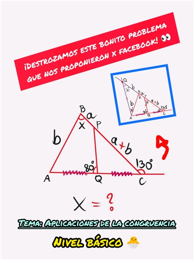Este problema vino exclusivamente en un examen de admisión, y quizás para muchos se hayan estancado en esto, sin embargo este problema en realidad no estuvo complicado, tan solo hemos hecho dos trazos (prolongaciones) y adrede condicionamos paralelismo para que se genere base media debido a la presencia de un punto medio, gracias a ello hasta formamos un triángulo isósceles y mientras se completaba ángulos, el problema ya se ha destrozado de golpe. 🫡 #parati #math #problem #geometry #geometría