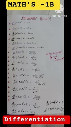 Math's 1b- formula #ipe2026 #maths #inter1styear #education #differentiation #shorts