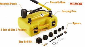 SKYSHALO Hydraulic Knockout Punch Kit, 15 Ton 1/2in. to 4in. Conduit Hole Cutter Set, KO Tool Kits SD15T240CR2MM8SYBV0-0613