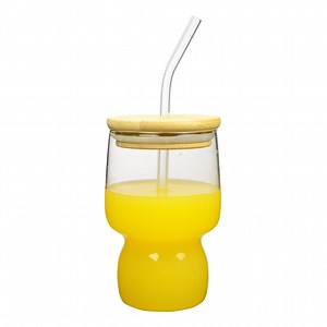 [Hot Item] Hot-Selling Internet Celebrity Straw Cup with Bamboo Cover Glass Cup Household Juice/Milk Cup