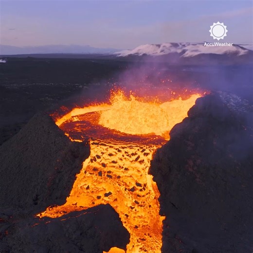19K views · 462 reactions | Breathtaking drone footage captures a lava flow during a volcanic eruption on Iceland’s Reykjanes peninsula Sunday.  | AccuWeather | Facebook