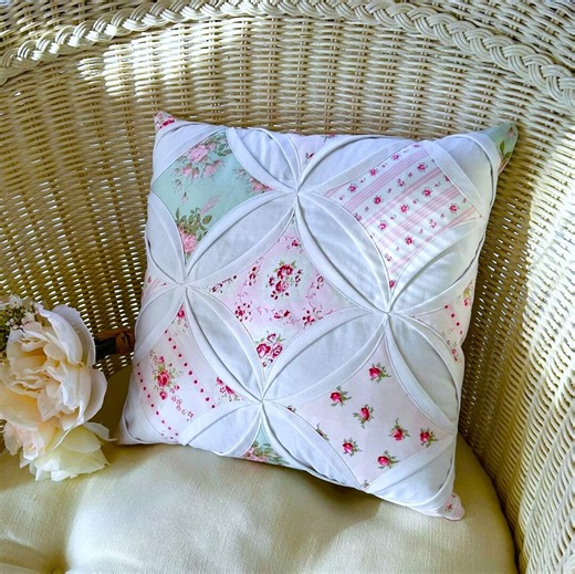 Shabby Roses Cathedral Window Style Decorative Throw Pillow - Etsy