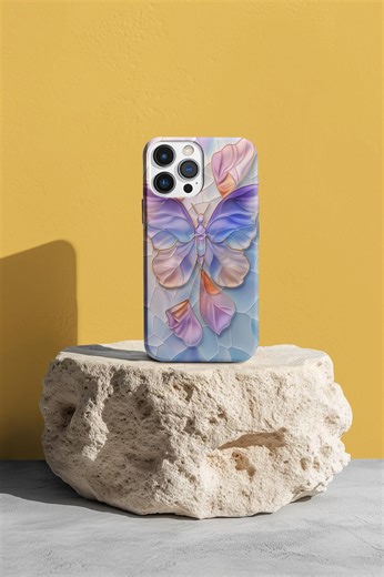 Pastel Stained Glass Butterfly Phone Case | Pastel Butterfly - Etsy