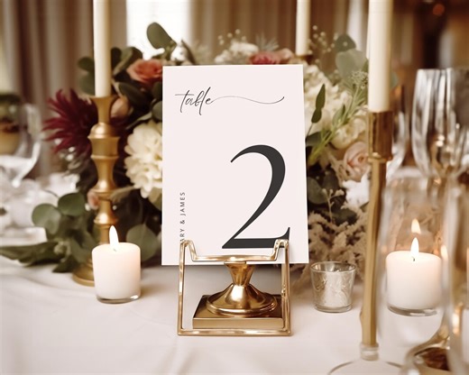 Modern Table Number Template for Weddings, Elegant Calligraphy Reception Table Numbers, Minimal Wedding Decor - Etsy Canada