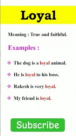 Loyal Meaning With Examples | Word Meanings #loyal #sentences #shortvideo