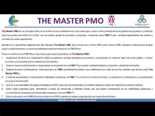 "The Master PMO" y los 7 pasos propuestos que debe lograr conseguir tod@ LÍDER PMO | PMOAcademy