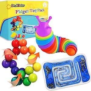 Sensory Toys for Autistic Kids, Autism Squishy Fidget Toys Slug Quiet Fidgets Classroom Calm Down Travel Essential for Toddler Age 3 4 5-7, ADHD Stress Anxiety Easter Basket Stuffer for Toddler Boys