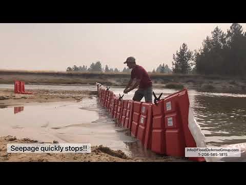 Noaq Boxwall Flood Barrier Demonstration on Poor Surface with Plastic Sheeting