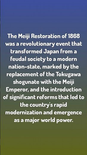 Japan Facts / The Meiji Restoration of 1868 was a revolutionary ev...
