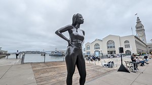 Giant New Statue of Woman in Jogging Gear Goes Up Along Embarcadero