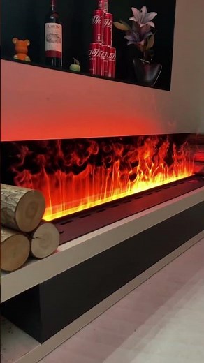 3D electric fireplace with realistic atomized flames.
