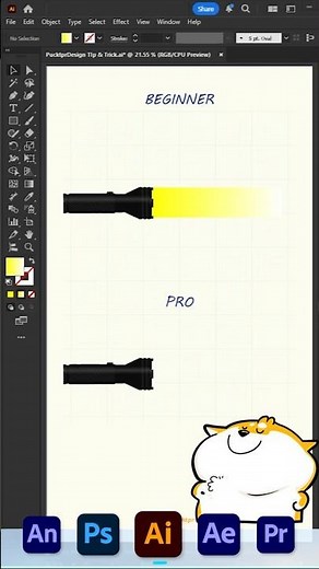 Beginner vs Pro Flashlight Effect in Illustrator – Glow Design Tips