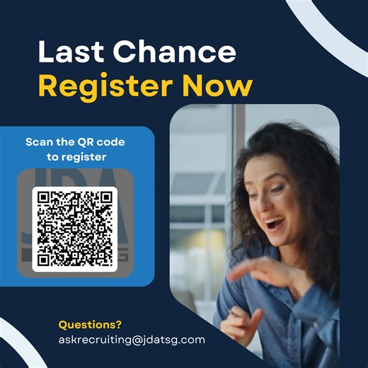 📢 You don't want to miss this! Only a few spots remaining for our October 23rd virtual hiring event for #remote seasonal tax professionals! #JDATSG #Hiring #SeasonalTax #TaxProfessional #HiringEvent #TaxCareers #JoinUs | JDA TSG