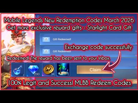Mobile Legends New Redeem Codes March 3, 2026 - MLBB Diamonds Redeem Codes + Starlight Card Gift 🎁