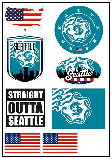 Seattle Aufkleber Karte 8 Stück - USA PKW Auto Motorrad Biker Flagge Sticker Decal Fahne Vinyl ST - Etsy