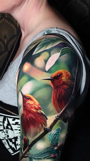 Dean Taylor on Instagram: "It was great having Sarah in the studio to begin her full sleeve tattoo. We had a brilliant session, and I can’t wait to continue it in the new year. Shes also got a falconry centre in lindon! Check them out- @codafalconry If you’re interested in getting tattooed by me, get in touch — bookings are open from February 2026. Sponsors @tattooarmourpro @butterluxe_uk @killerinktattoo @intenzetattooink @intenzeeurope @inkmarketing.co #bird #birdtattoo #amazonforest #birdsofi