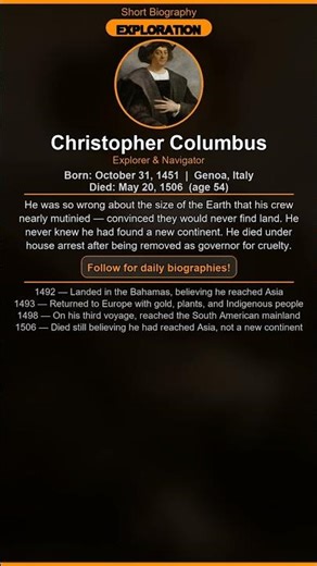 Christopher Columbus: Life Story in 30 Seconds #Shorts