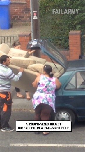 try turning it on its side 😆 #moving #couch #fail | FailArmy
