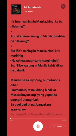 Raining in Manila - Lola Amour Song Lyrics