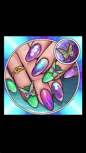 Butterfly glam nails that sparkle like crystals 🦋✨ #NailArt #youtubeshorts #viral #coloring #shorts
