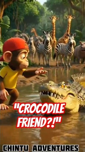 Chintu Made Friends With a Crocodile?! 🐊😱 | Funny Cartoon Short #shorts #ytshorts #funnyshorts