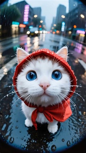 The Cutest Red Riding Cat Ever ❤️ #cartooncat #ai #aianimation #cutecat #cat