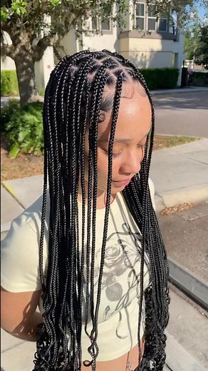 Medium knotless braids with curly ends - @ absolutebraids
