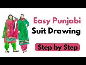 Beautiful Punjabi Girl Drawing Step by Step | Traditional Dress Sketch for Beginners 2025