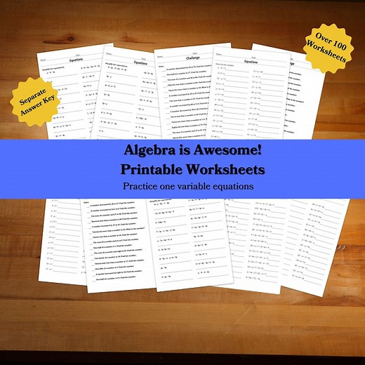 Algebra Practice Worksheets: 120 Pages, With Answer Key (digital Download) - Etsy