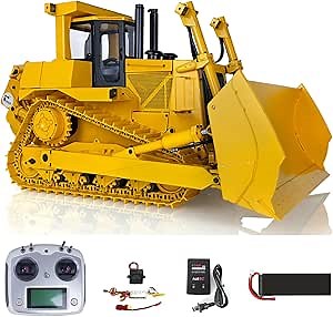 US in Stock, 1/14 DXR2 RC Metal Hydraulic Bulldozer Radio Control Dozer 201 New Light Sound Module Motor Servo ESC for Adult Hobby