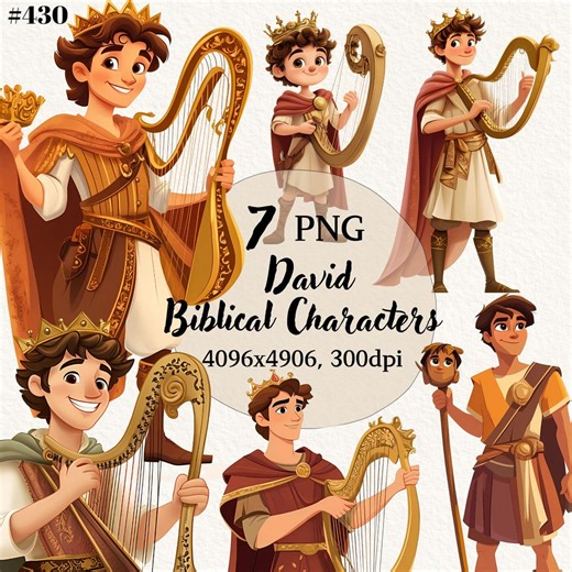 David Biblical Characters, Christian Art, Kids Bible Study, Transparent Background, Digital Clipart, Instant Download, Commercial Use - Etsy