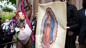 Abortion advocates gather outside Old St. Patrick's Cathedral in New York City