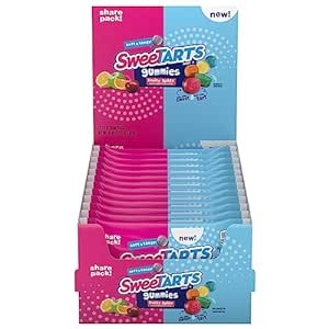 SweeTARTS Gummies Fruity Splitz, Candy, Sweet and Tart, Share Pack, 3 oz, 12 count