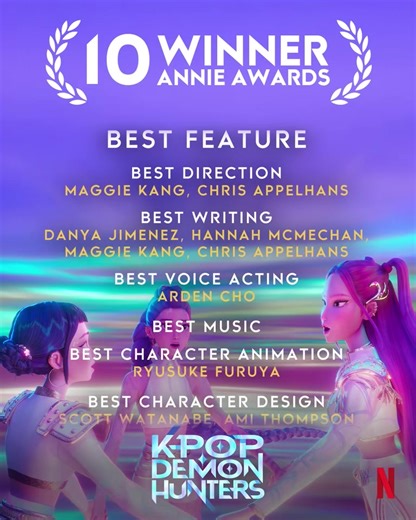 Annie Awards Recognition for K-Pop Demon Hunters