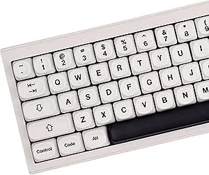 Sumgsn Black and White PBT Keycaps, MOA Profile Keycap, Minimalist Cute 144 Keys DYE-SYB Keycap for Mx Cherry Mechanical Keyboard 61/64/84/87/104/108 Layout