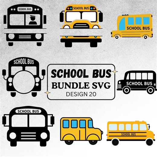 School Bus SVG Bundle | Layered Bus Cut Files | Back to School Clipart PNG | Teacher Craft Designs - Etsy