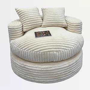 Oversized Chaise Lounge Chair - Large Floor Loveseat for Living Room and Bedroom, Casual Recliner for Gaming, Reading and Resting (Frameless) (Beige, 47 * 47 * 27.5 in)