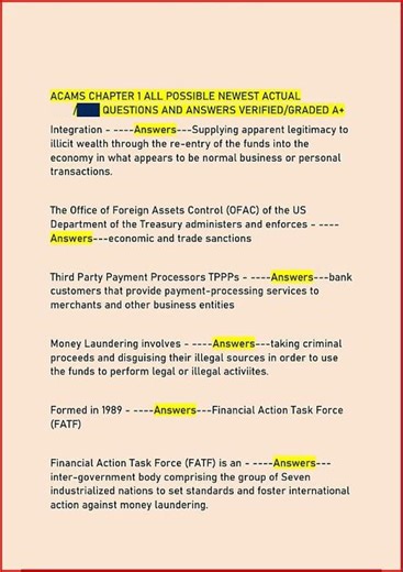 Acams Chapter 1 All Possible Newest Actual Questions And Ans video