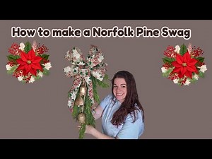 How to make a simple swag design using a norfolk pine swag, bells, and ribbon