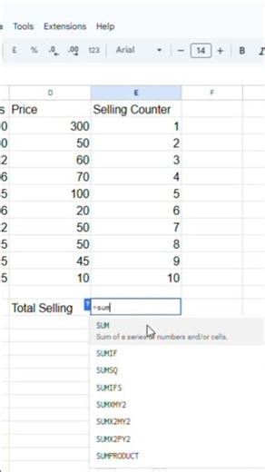 how to use sum formula in Google sheet