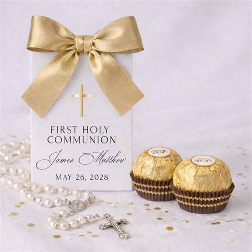 First Communion Candy Favor – Ferrero Rocher Chocolate Gift With Personalized Communion Box - Etsy