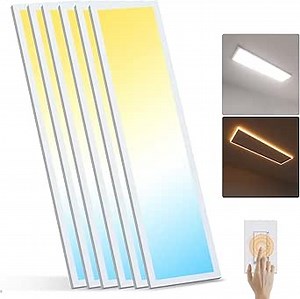 Aphyni 1x4 LED Flat Panel Light Surface Mount - Night Light 50W 3000K/4000K/5000K by Switch Triac Dimming 10%-100% 120V 5500LM 6 Pack