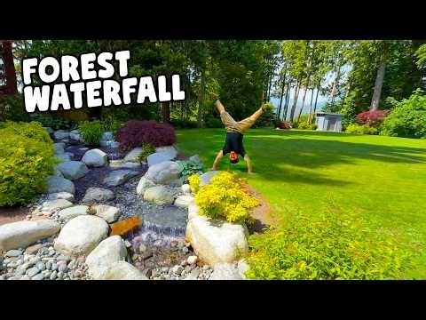 Forest Waterfall With a Mountain View in Backyard