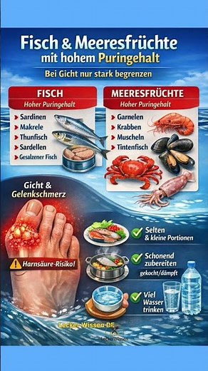 Fish & seafood with high purine content ⚠️ Be careful if you have gout
