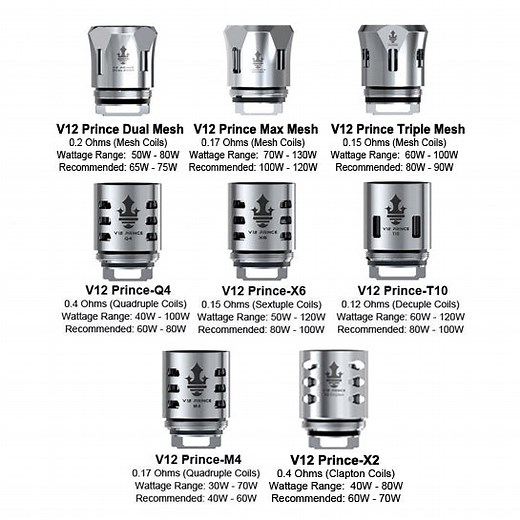 SMOK TFV12 Prince Coils - M4, T10, X6 Replacement Coils Types