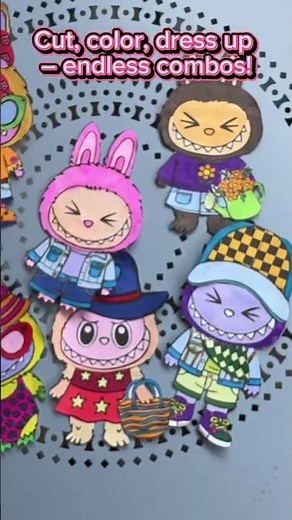 Labubu Paper Doll ¡ Printable Cut & Color Kit for Kids Art & DIY Craft Idea Instant Download