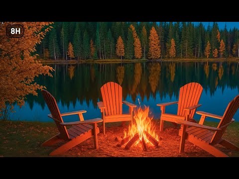 Cozy Campfire by the Lake — Autumn Forest Ambience (Crackling Fire & Nature Sounds)