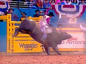 Ted Nuce on Growney Brothers Rodeo/Don Kish’s #20 Too Legit during round 1 at the 1994 National Finals Rodeo for 83 points. | All Things Roughstock