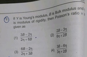 If Y is Young's modulus, B is Bulk modulus and is modulus of ri... | Filo